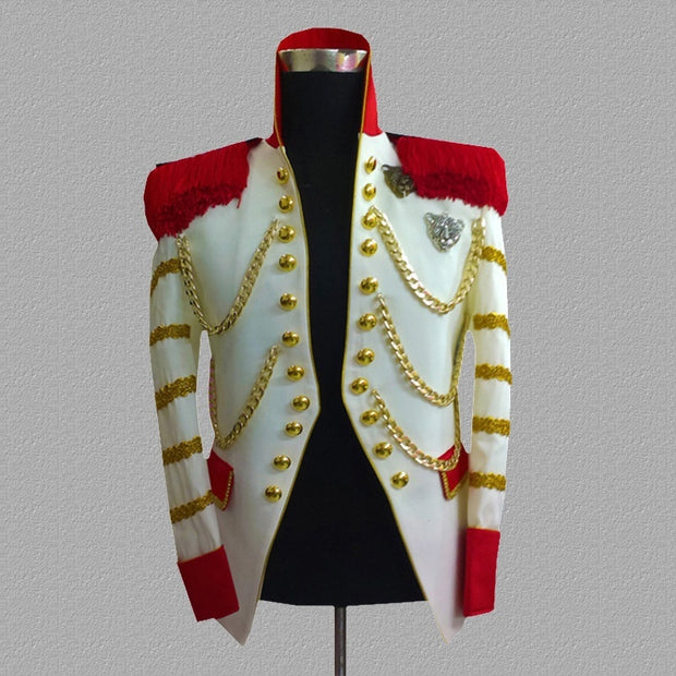 White Stage Wear Men's Costumes Dress Suit Personality Tassel