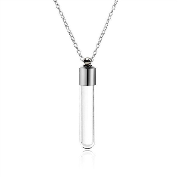 Fluorescent Straight Tube Glass Bottle Pendant Necklace