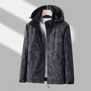 Printed Hooded Windbreaker Unisex Fashion Solid Color Zip-up Jacket Waterproof Windproof Outwear For Women Men Clothing