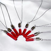 Fluorescent Straight Tube Glass Bottle Pendant Necklace