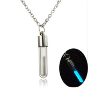 Fluorescent Straight Tube Glass Bottle Pendant Necklace