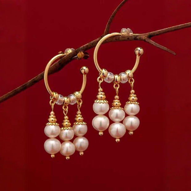 Pearl Luster Pearl New Chinese Style Earrings, Exquisite And Simple, Grand And  Palace Chinese Aesthetic, 925 Silver Needle For Women  Note The Word  Was Not Translated In The Previous