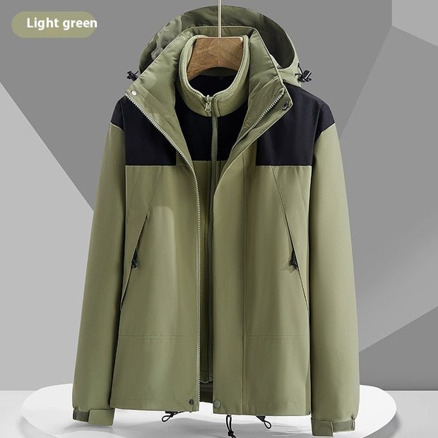 Hooded Windbreaker Unisex Fashion Colorblock Zip-up Jacket With Pockets Waterproof Outwear For Women Men Clothing