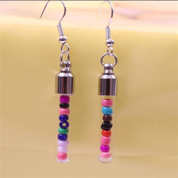 Fluorescent Straight Tube Glass Bottle Pendant Necklace